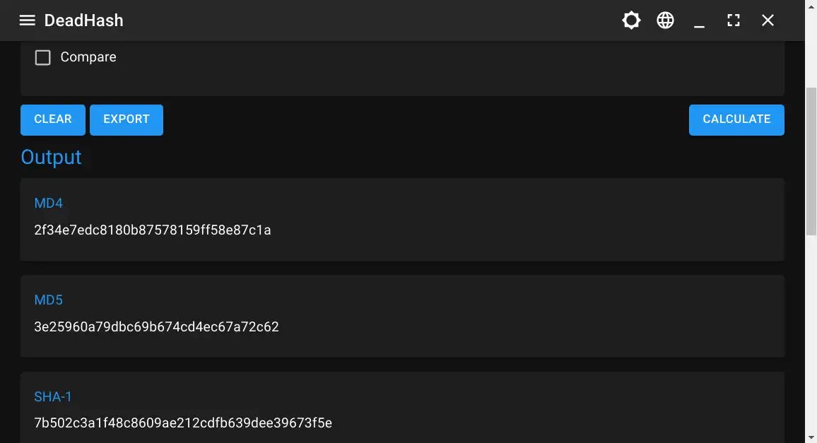 DeadHash file integrity verification interface