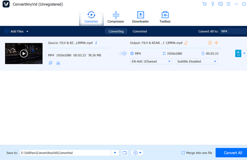 VidPaw ConvertAnyVid user interface for video conversion